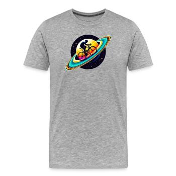 Cycliste sur Saturne - T-shirt bio Premium Homme - gris chiné - Devant - Damien (186cm)