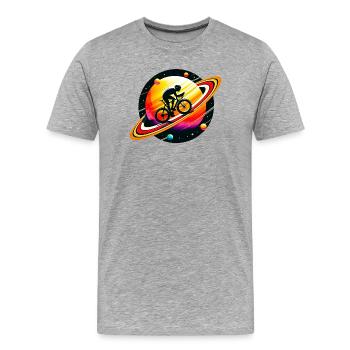 Cycliste sur Saturne - T-shirt bio Premium Homme - gris chiné - Devant - Damien (186cm)