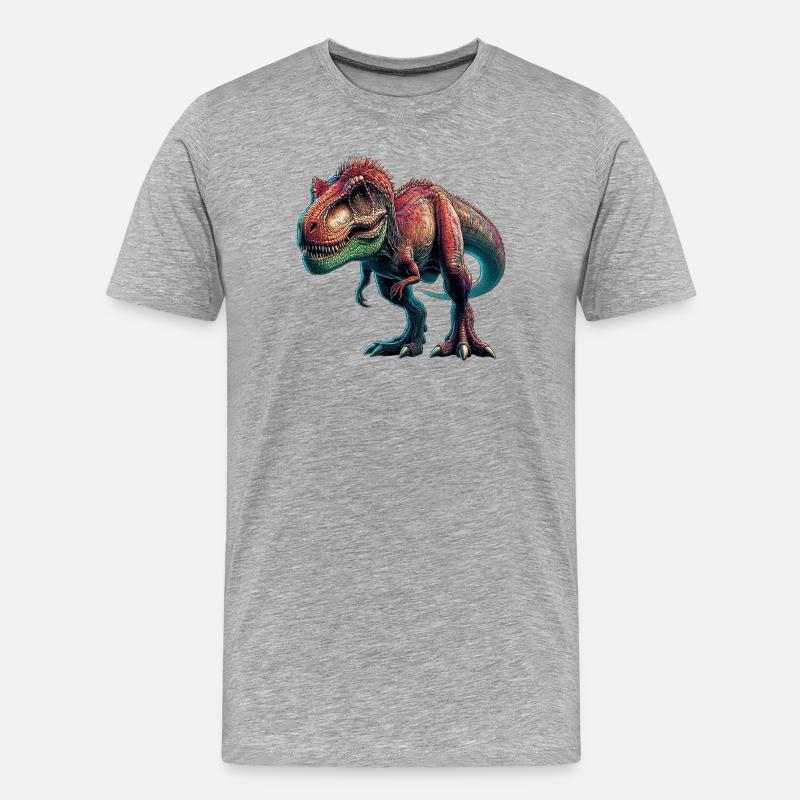 Dinosaurier - Männer Premium Bio T-Shirt - Grau meliert