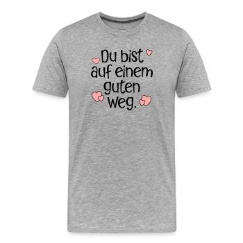 GUTER WEG TRANSFORMATION - Männer Premium Bio T-Shirt - Grau meliert - Vorne - Damien (186cm)