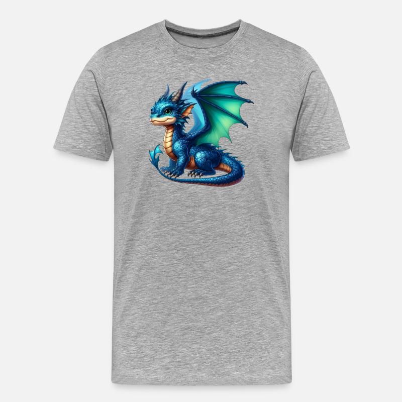 Drache - Männer Premium Bio T-Shirt - Grau meliert