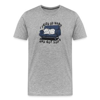 Sofa Nap Cat: I Tried So Hard - Men's Premium Organic T-Shirt - heather grey - Front - Damien (186cm)