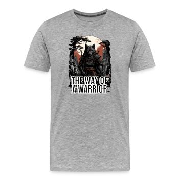 Samurai - Der Weg des Kriegers - Männer Premium Bio T-Shirt - Grau meliert - Vorne - Damien (186cm)