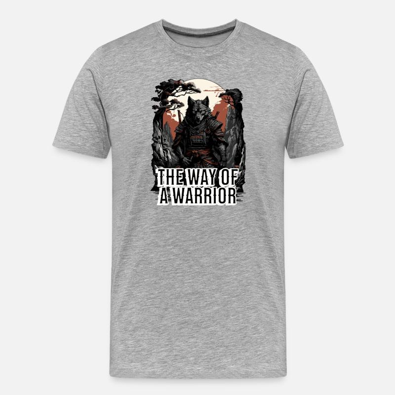 Samurai - Der Weg des Kriegers - Männer Premium Bio T-Shirt - Grau meliert