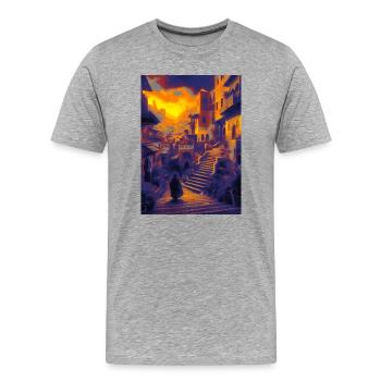 Morocco Village - Men's Premium Organic T-Shirt - heather grey - Front - Damien (186cm)