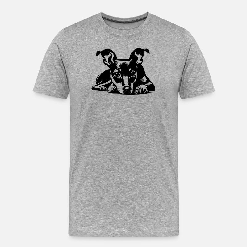 Zwergpinscher - Männer Premium Bio T-Shirt - Grau meliert