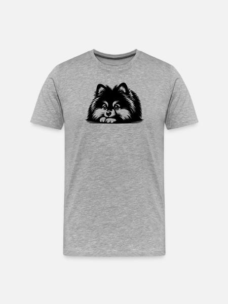 Pomeranian Head with Paws - Men's Premium Organic T-Shirt - heather grey