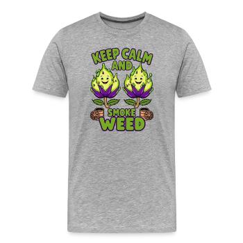 Funny Grass Flowers - Men's Premium Organic T-Shirt - heather grey - Front - Damien (186cm)