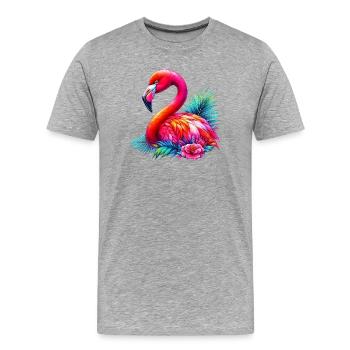 Flamingo - Männer Premium Bio T-Shirt - Grau meliert - Vorne - Damien (186cm)