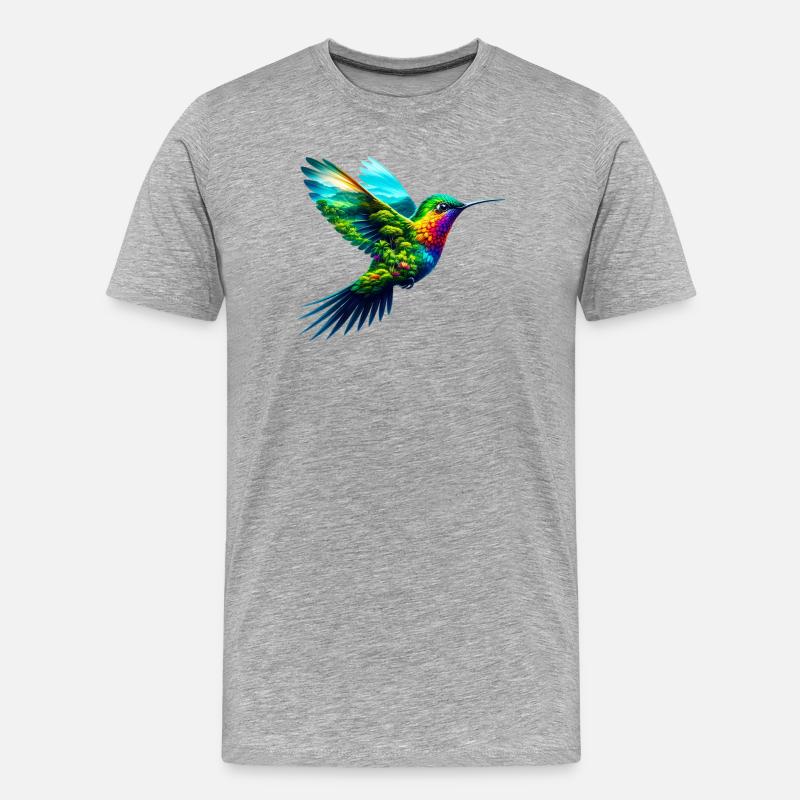 Kolibri - Männer Premium Bio T-Shirt - Grau meliert