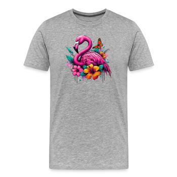 Flamingo - Männer Premium Bio T-Shirt - Grau meliert - Vorne - Damien (186cm)