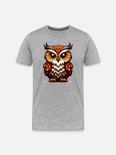 Owl - Men's Premium Organic T-Shirt - heather grey