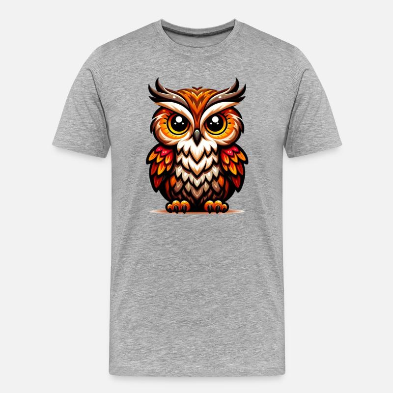 Eule - Männer Premium Bio T-Shirt - Grau meliert