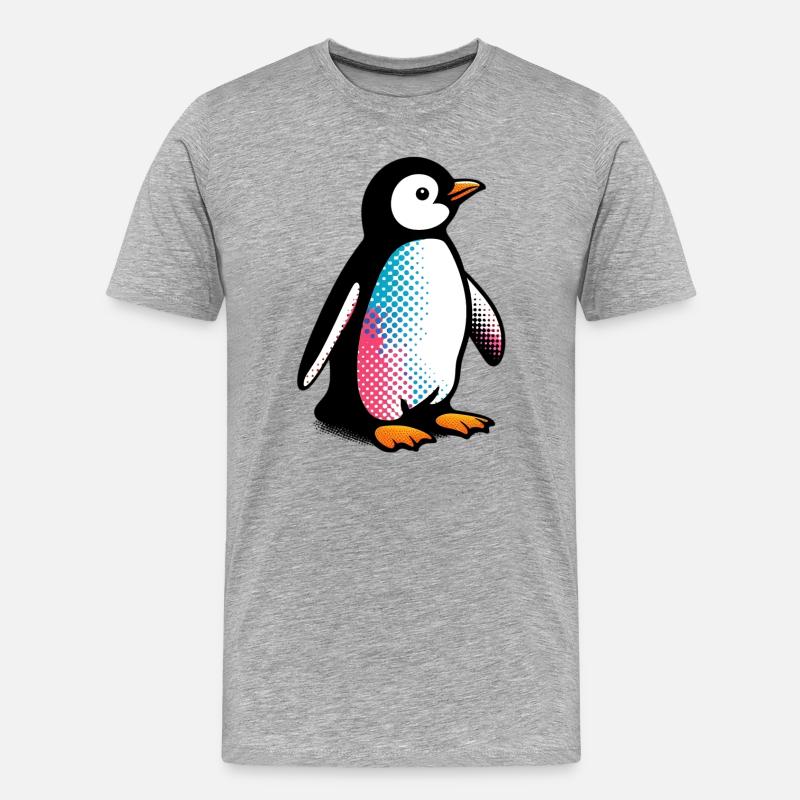 Pinguin - Männer Premium Bio T-Shirt - Grau meliert