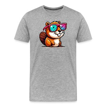 Bieber - Männer Premium Bio T-Shirt - Grau meliert - Vorne - Damien (186cm)