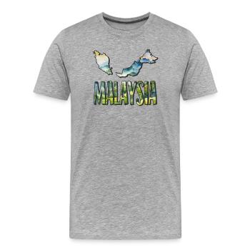 Watercolor Map Malaysia - Men's Premium Organic T-Shirt - heather grey - Front - Damien (186cm)