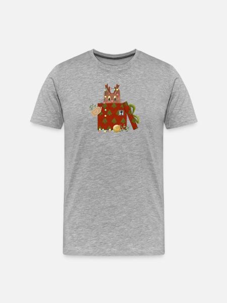 Cat in Christmas Gift - Men's Premium Organic T-Shirt - heather grey
