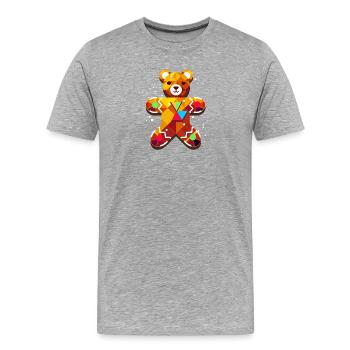 Ours en pain d’épice sucré – Design festif de Noël - T-shirt bio Premium Homme - gris chiné - Devant - Damien (186cm)
