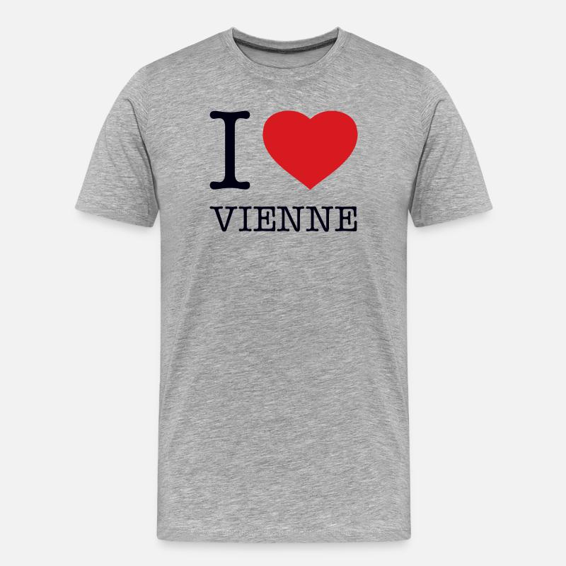 I LOVE VIENNE - Männer Premium Bio T-Shirt - Grau meliert