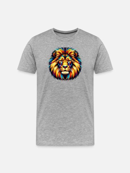 Lion - Men's Premium Organic T-Shirt - heather grey