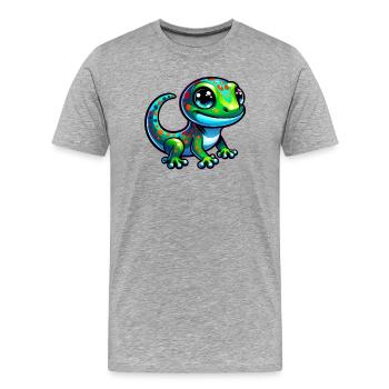 Gecko - Männer Premium Bio T-Shirt - Grau meliert - Vorne - Damien (186cm)