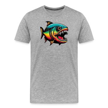 Piranha - Men's Premium Organic T-Shirt - heather grey - Front - Damien (186cm)