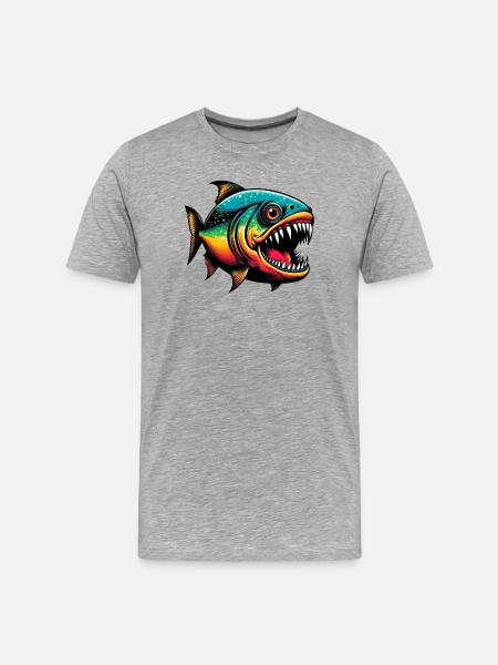 Piranha - Men's Premium Organic T-Shirt - heather grey