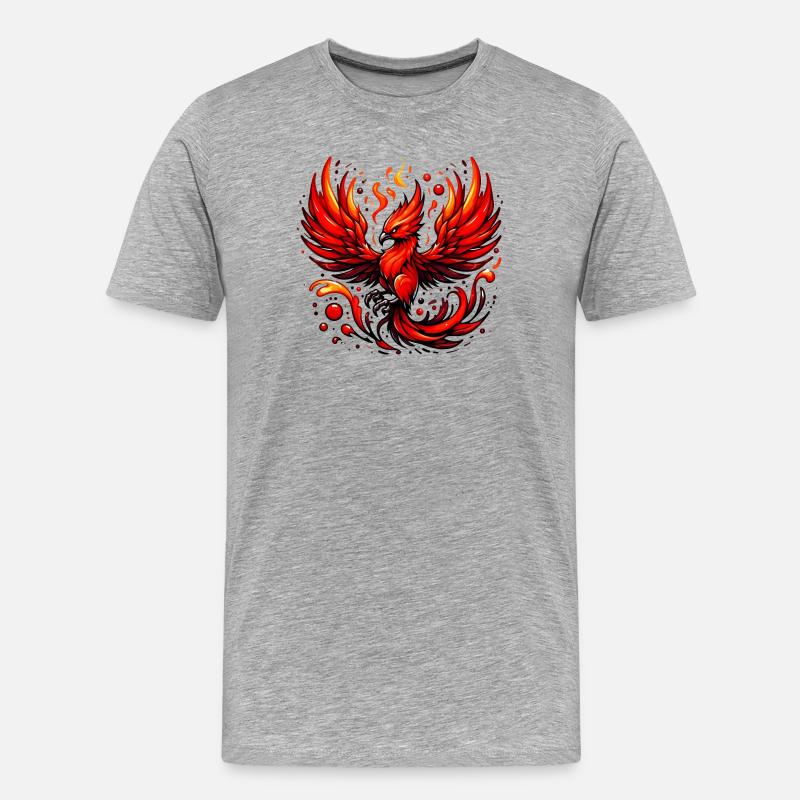 Roter Phönix - Männer Premium Bio T-Shirt - Grau meliert
