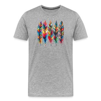 Feathers - Men's Premium Organic T-Shirt - heather grey - Front - Damien (186cm)