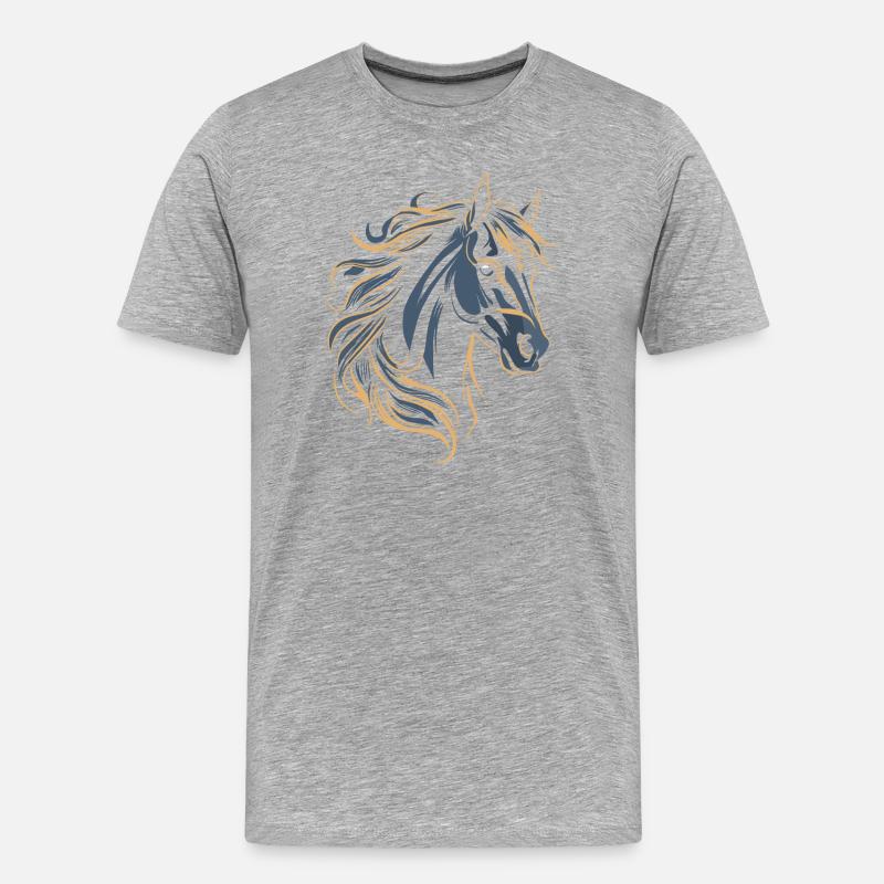 PFERD TATTOO FARBE - Männer Premium Bio T-Shirt - Grau meliert