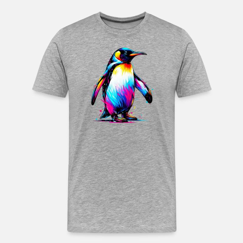 Pinguin - Männer Premium Bio T-Shirt - Grau meliert
