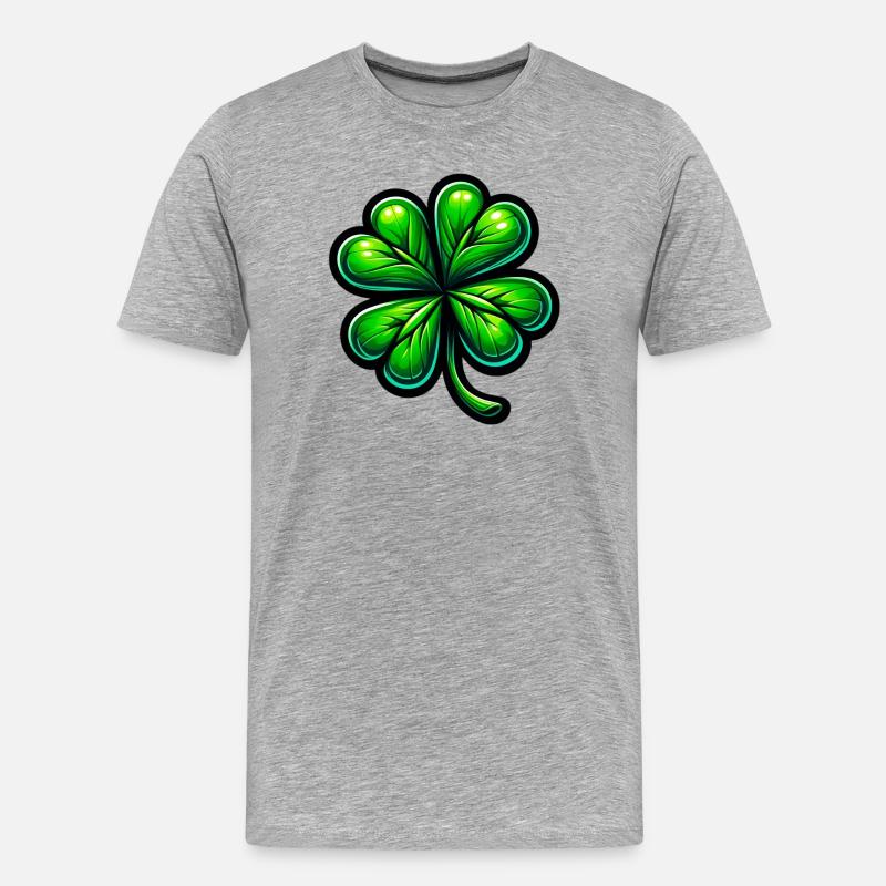 Vierblättriges Kleeblatt - Männer Premium Bio T-Shirt - Grau meliert
