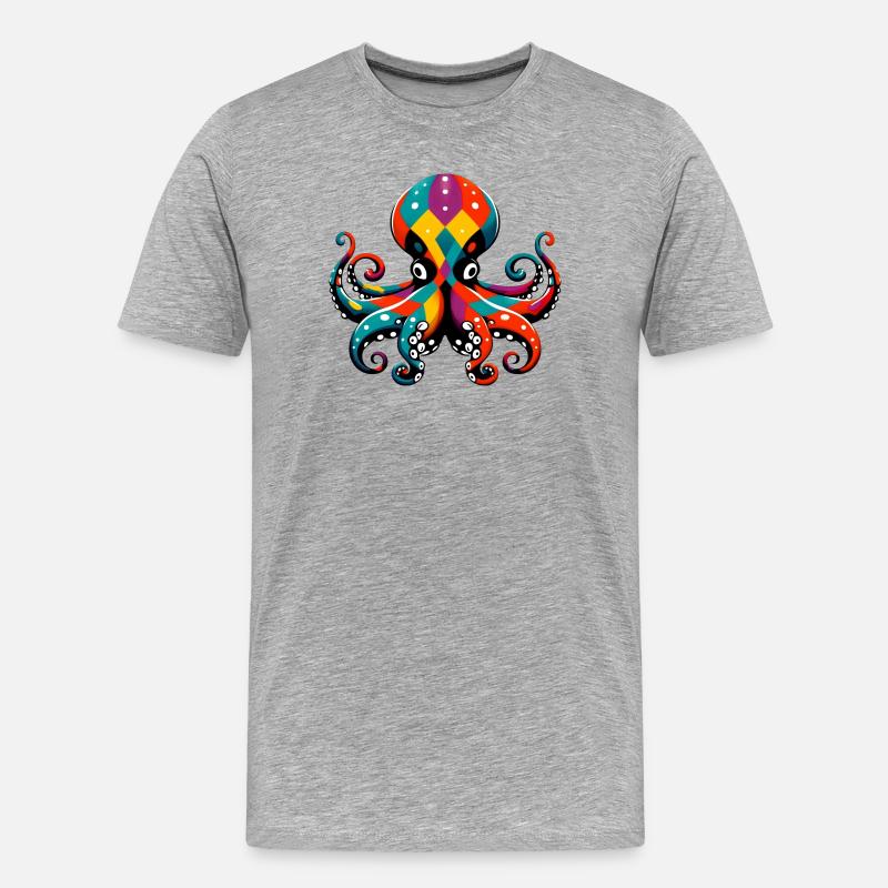 Krake - Männer Premium Bio T-Shirt - Grau meliert