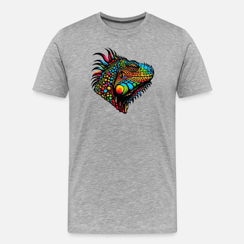 Leguan - Männer Premium Bio T-Shirt - Grau meliert