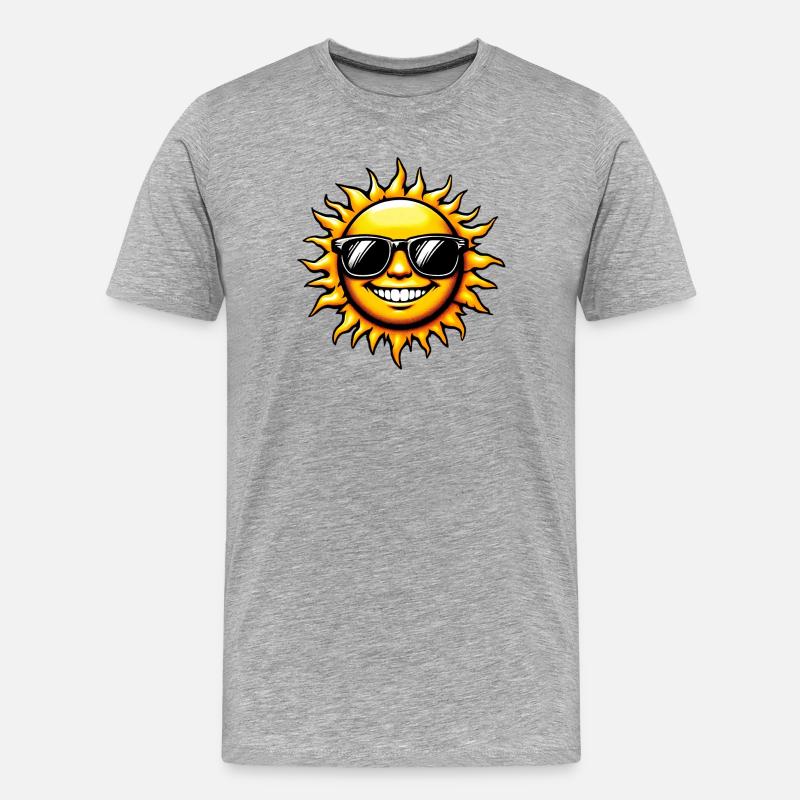 Sonne - Männer Premium Bio T-Shirt - Grau meliert