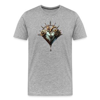 Fascinating steampunk heart - Men's Premium Organic T-Shirt - heather grey - Front - Damien (186cm)