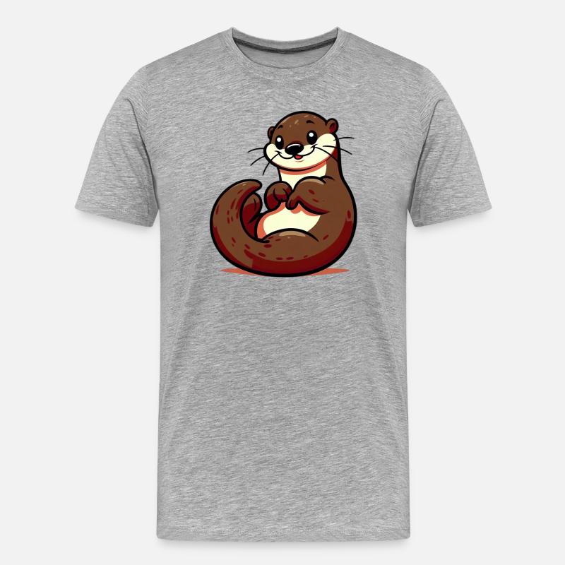 Otter - Männer Premium Bio T-Shirt - Grau meliert