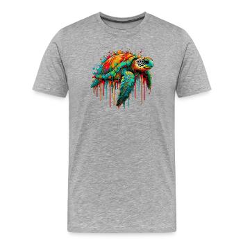 Schildkröte - Männer Premium Bio T-Shirt - Grau meliert - Vorne - Damien (186cm)