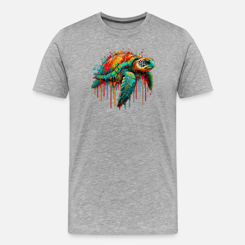 Schildkröte - Männer Premium Bio T-Shirt - Grau meliert