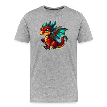 Drache - Männer Premium Bio T-Shirt - Grau meliert - Vorne - Damien (186cm)