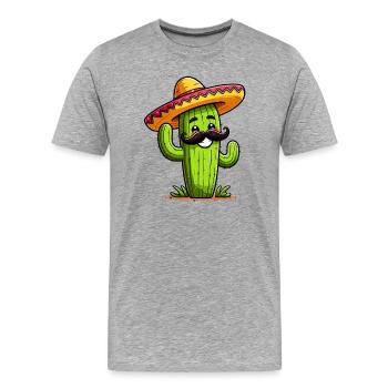 Kaktus - Männer Premium Bio T-Shirt - Grau meliert - Vorne - Damien (186cm)