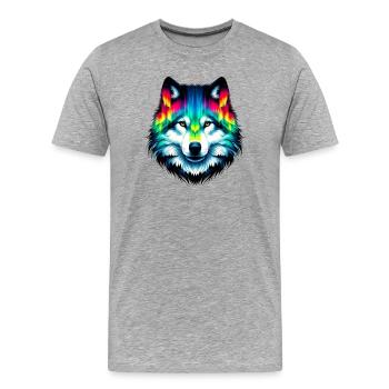 Wolf - Men's Premium Organic T-Shirt - heather grey - Front - Damien (186cm)