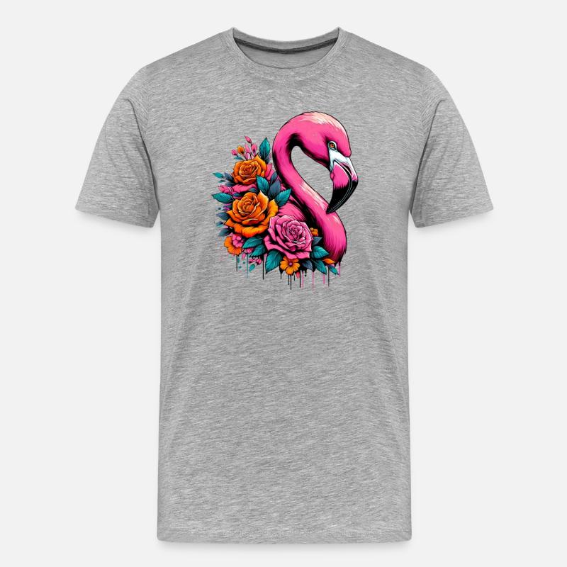 Flamingo - Männer Premium Bio T-Shirt - Grau meliert