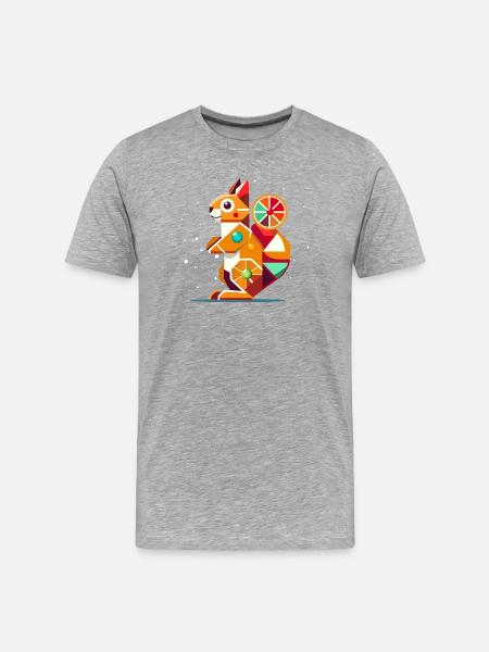 Geometrisches Eichhörnchen-farbenfroher Hingucker - Männer Premium Bio T-Shirt - Grau meliert