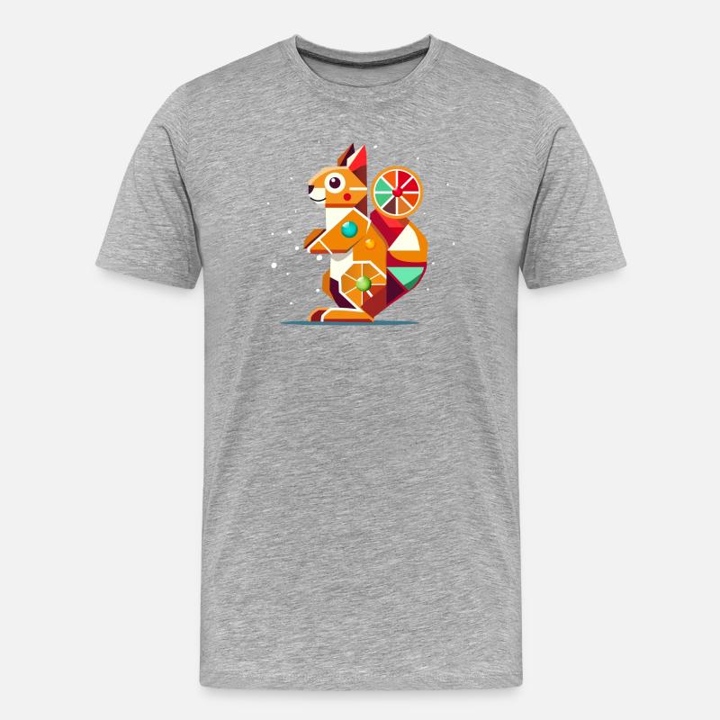 Geometrisches Eichhörnchen-farbenfroher Hingucker - Männer Premium Bio T-Shirt - Grau meliert