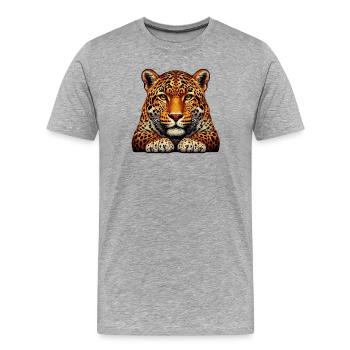 Leopard - Men's Premium Organic T-Shirt - heather grey - Front - Damien (186cm)