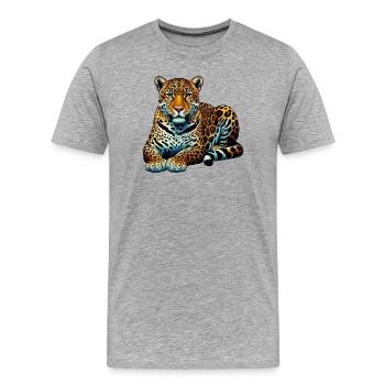 Leopard - Men's Premium Organic T-Shirt - heather grey - Front - Damien (186cm)