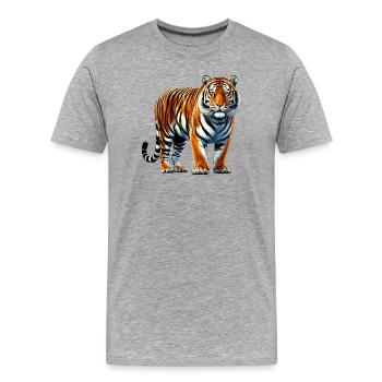 Tigre - T-shirt bio Premium Homme - gris chiné - Devant - Damien (186cm)