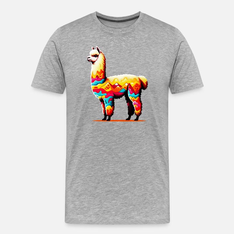 Alpaka - Männer Premium Bio T-Shirt - Grau meliert