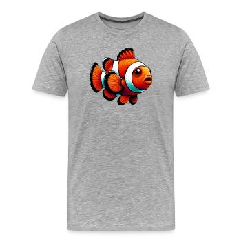 Poisson-clown - T-shirt bio Premium Homme - gris chiné - Devant - Damien (186cm)
